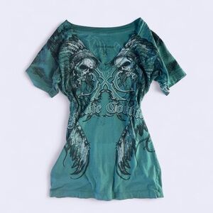 Edgy Graphic Teal T-Shirt